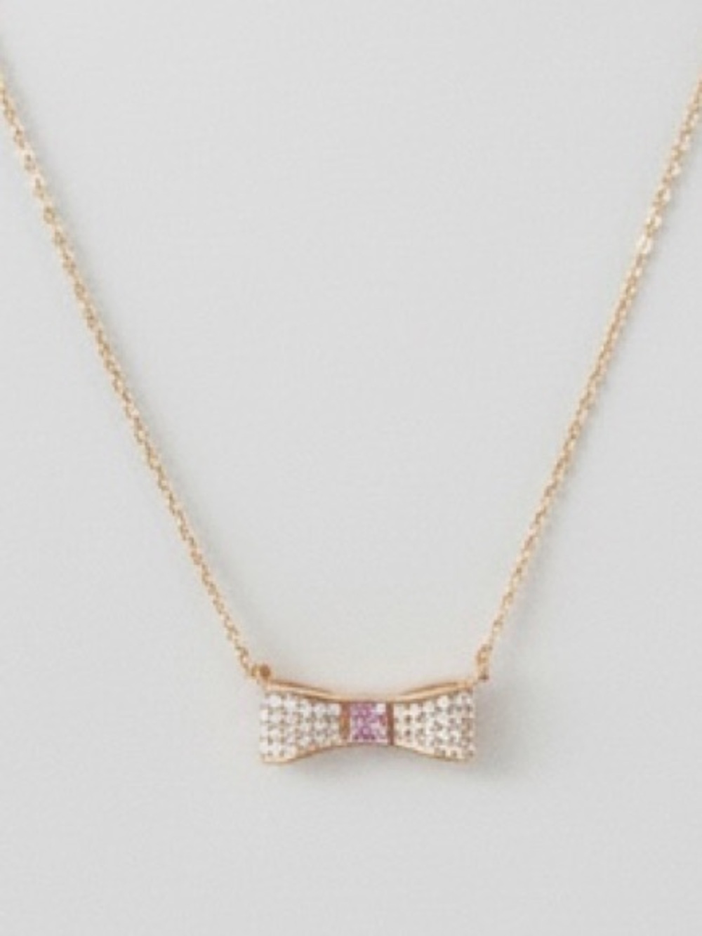 KATE SPADE “READY SET BOW” Bowtie Necklace Rose Gold Chain and Fixed Pendant 19” - Picture 3 of 3